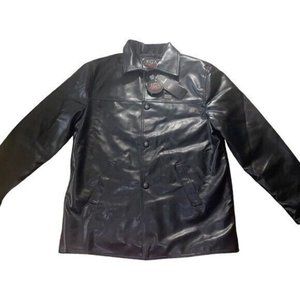 New Ega Emporio Collezioni Italian Men's Large Black Faux Leather Jacket